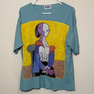 Vintage Pablo Picasso Shirt Women's‎ One Size Blue/Green Genoa Collection